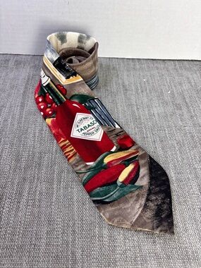 Tabasco Bottle Novelty Tie with Red & Brown Accents